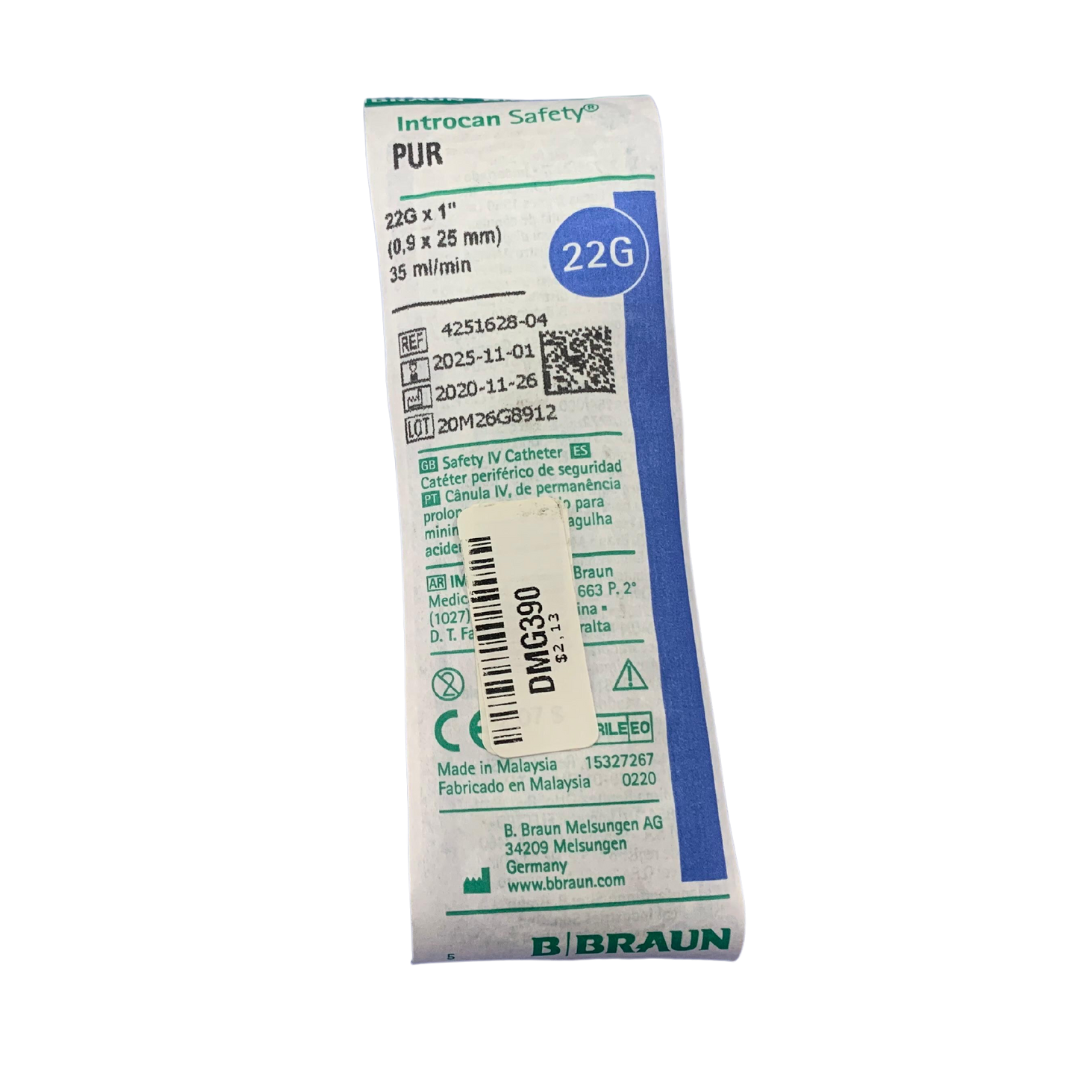 Catéter intravenoso 22 G sin aletas